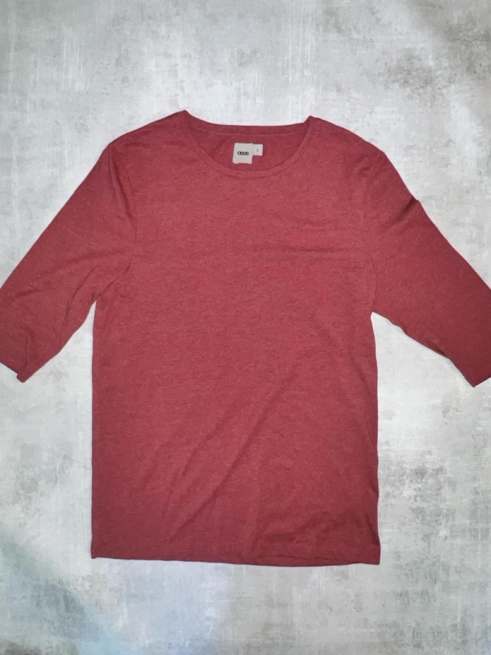 ASOS Men's Short Sleeve Crewneck Tee in Heathered Red